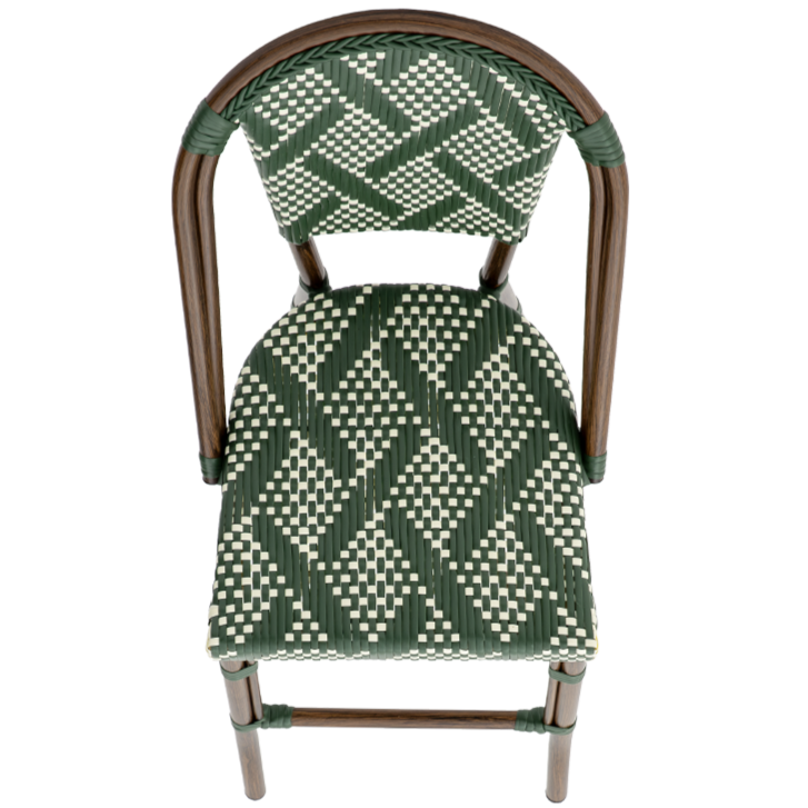 Krzesło technorattanowe Mextra Mateo Bar zielono-białe - siedzisko