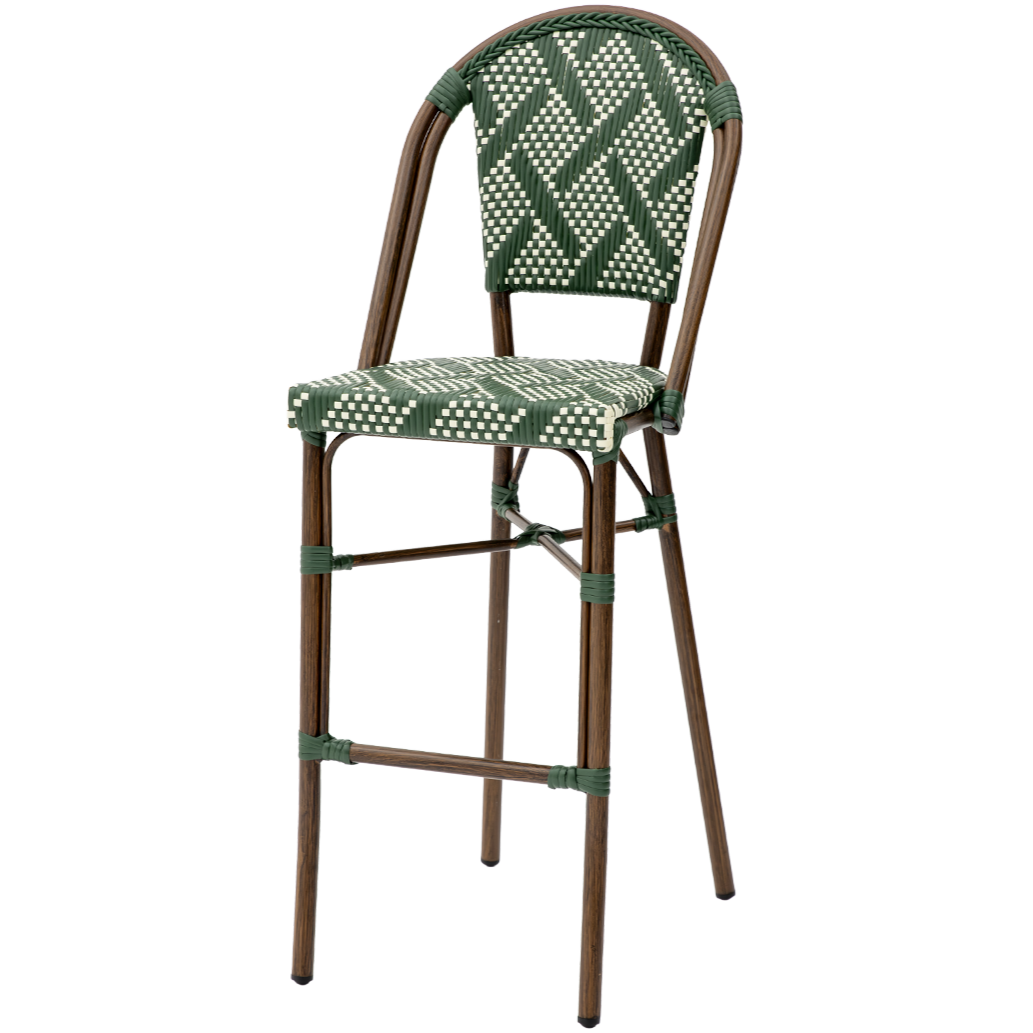 Krzesło technorattanowe Mextra Mateo Bar zielono-białe - widok od góry