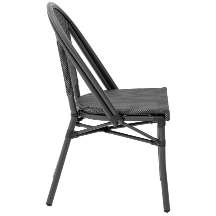 Krzesło Matteo czarno grafitowe technorattanowe - bok
