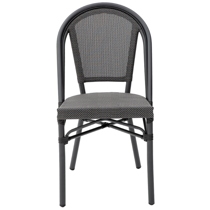 Krzesło Matteo czarno grafitowe technorattanowe - prz&oacute;d