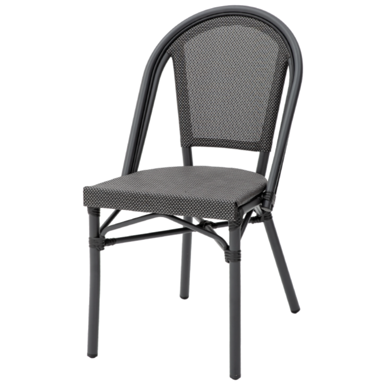 Krzesło Matteo czarno grafitowe technorattanowe - widok og&oacute;lny