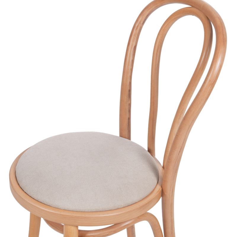 Krzesło drewniane Monet 18 naturalny z siedziskiem tapicerowanym w kolorze beżowym - siedzisko