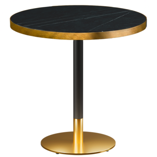 Stolik kawiarniany Omega R fi 68 szary kamień Brushed Gold - przod