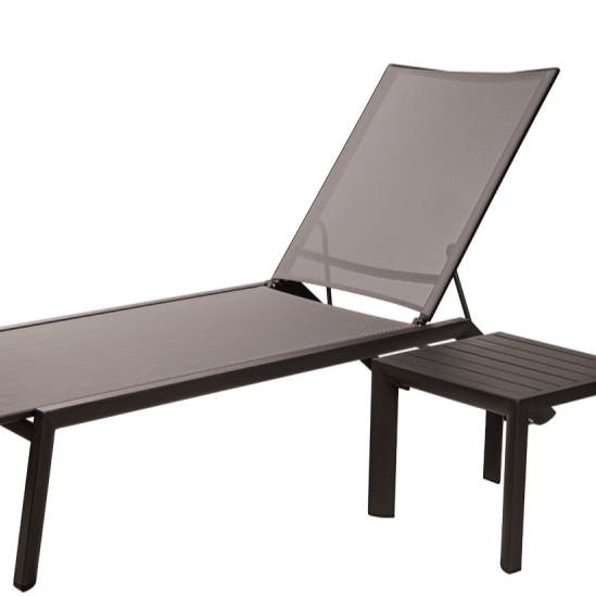Leżak basenowy Riviera antracytowo-grafitowy ze stolikiem Azura antracytowym