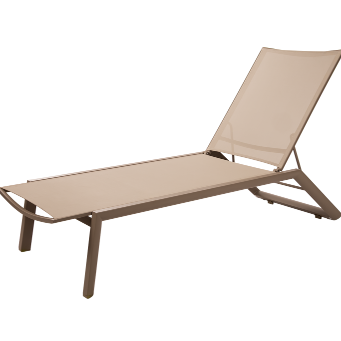 Leżak basenowy Riviera szampańsko-beżowy - widok og&oacute;lny