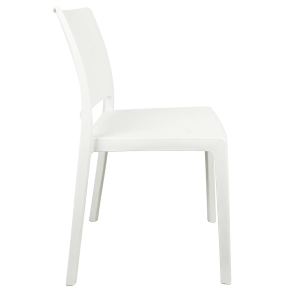 Krzesło do ogr&oacute;dk&oacute;w piwnych Vento białe - bok