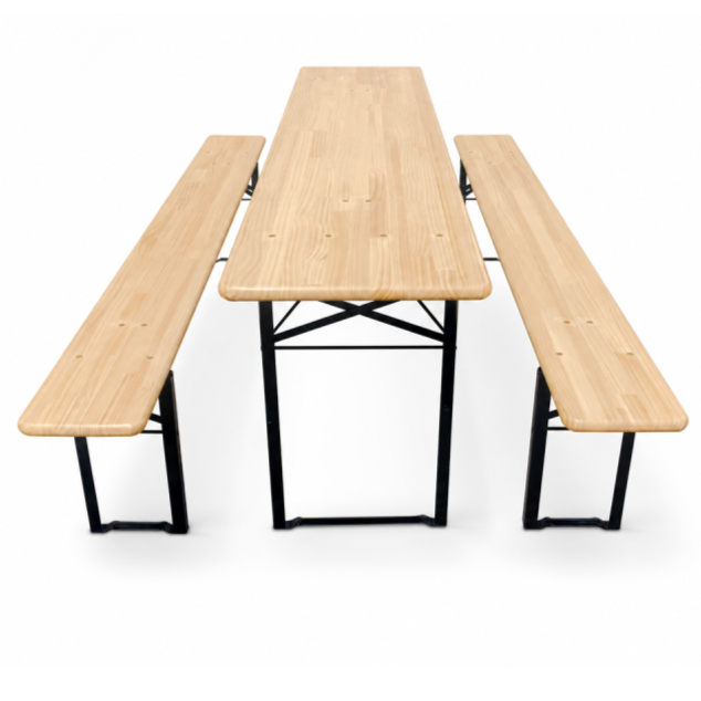 Zestaw browarniany Woody Solid sosna 220x50 - widok z przodu